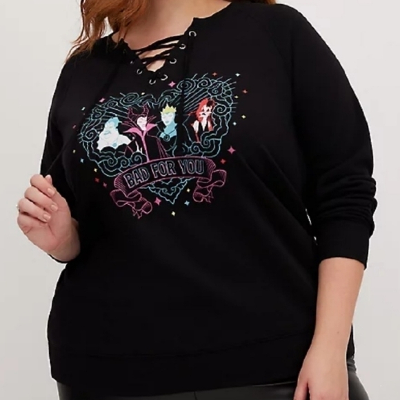 torrid Tops - Torrid Disney Villains Anitvday Bad for you Sweatshirt Black 1X